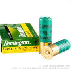 5 Rounds of 12ga Ammo by Remington -  0 Buck