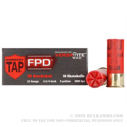 10 Rounds of 12ga TAP FPD Ammo by Hornady -  00 Buck