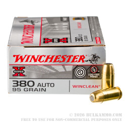 1000 Rounds of .380 ACP Ammo by Winchester - 95gr FMJ