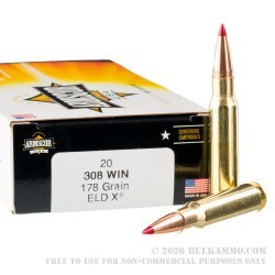 20 Rounds of .308 Win Ammo by Armscor USA - 178gr ELD-X
