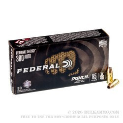 500 Rounds of .380 ACP Ammo by Federal Punch - 85gr JHP