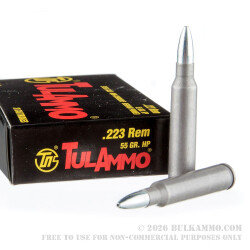 20 Rounds of .223 Ammo by Tula - 55gr HP
