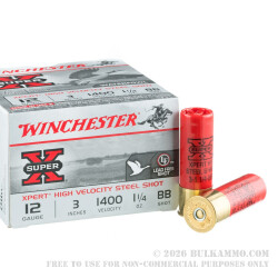 25 Rounds of 12ga Ammo by Winchester Super-X Xpert HV - 1 1/4 ounce BB Steel Shot 25 Rounds of 12ga Ammo by Winchester Super-X Xpert HV - 1 1/4 ounce BB Steel Shot