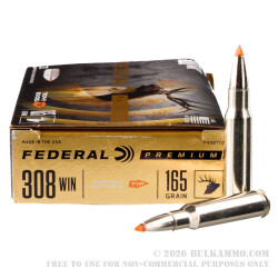 20 Rounds of .308 Win Ammo by Federal - 165gr Trophy Bonded Tip