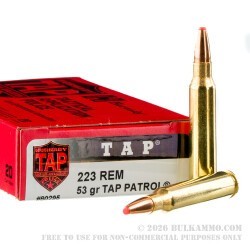 20 Rounds of .223 Ammo by Hornady TAP Patrol - 53gr CX *LE TRADE-IN*