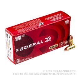1000 Rounds of 9mm Ammo by Federal Champion - 124gr FMJ