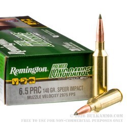 20 Rounds of 6.5 PRC Ammo by Remington Premier Long Range - 140gr Speer Impact