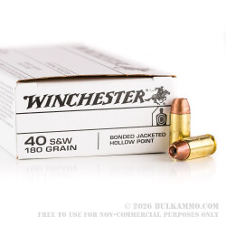 500 Rounds of .40 S&W Ammo by Winchester - 180gr JHP Bonded