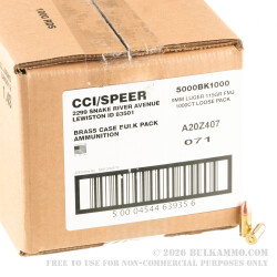 1000 Rounds Loose Pack of 9mm Ammo by Blazer Brass - 115gr FMJ
