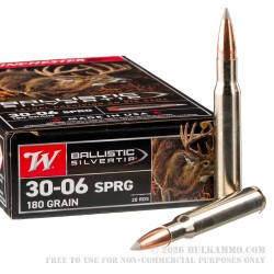 20 Rounds of 30-06 Springfield Ammo by Winchester Ballistic Silvertip - 180gr Polymer Tipped