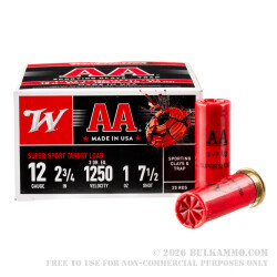 250 Rounds of 12ga Ammo by Winchester AA - 1 ounce #7 1/2 shot
