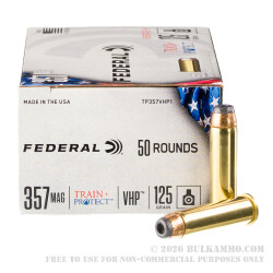 50 Rounds of .357 Mag Ammo by Federal Train + Protect - 125gr JHP