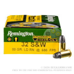 500  Rounds of .32S&W  Ammo by Remington Performance WheelGun - 88gr LRN