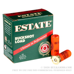 25 Rounds of 12ga Ammo by Estate - 9 pellet 00 buckshot 25 Rounds of 12ga Ammo by Estate - 9 pellet 00 buckshot