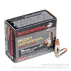 20 Rounds of 9mm +P Ammo by Winchester Supreme Elite Bonded - 124gr JHP 20 Rounds of 9mm +P Ammo by Winchester Supreme Elite Bonded - 124gr JHP