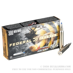 20 Rounds of .300 Win Mag Ammo by Federal - 200gr Terminal Ascent 20 Rounds of .300 Win Mag Ammo by Federal - 200gr Terminal Ascent