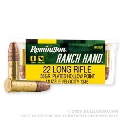 5000 Rounds of .22 LR Ammo by Remington Ranch Hand - 38gr CPHP