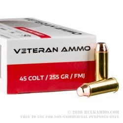 500 Rounds of .45 Long-Colt Ammo by Veteran Ammo - 255gr FMJ