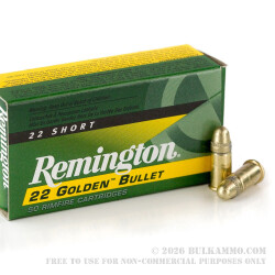 50 Rounds of .22 Short Ammo by Remington - 29gr CPRN 50 Rounds of .22 Short Ammo by Remington - 29gr CPRN