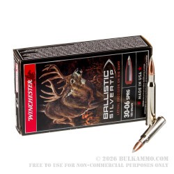 20 Rounds of 30-06 Springfield Ammo by Winchester Ballistic Silvertip - 150gr Polymer Tipped