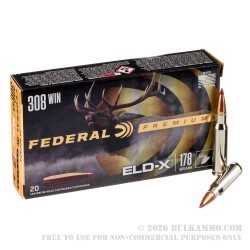20 Rounds of .308 Win Ammo by Federal - 178gr ELD-X