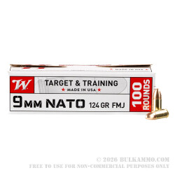 1000 Rounds of 9mm NATO Ammo by Winchester - 124gr FMJ