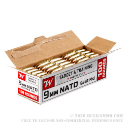 1000 Rounds of 9mm NATO Ammo by Winchester - 124gr FMJ