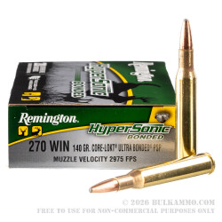 20 Rounds of .270 Win Ammo by Remington HyperSonic Bonded - 140gr PSP