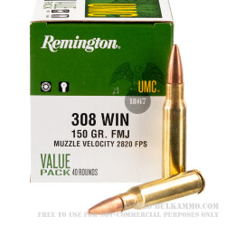 400 Rounds of .308 Win Ammo by Remington - 150gr MC