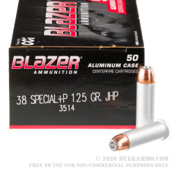 50 Rounds of .38 Spl +P Ammo by CCI - 125gr JHP