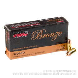1000 Rounds of .32 ACP Ammo by PMC - 71gr FMJ