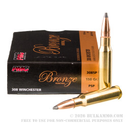 800 Rounds of .308 Win Ammo by PMC Bronze Hunting - 150gr SP