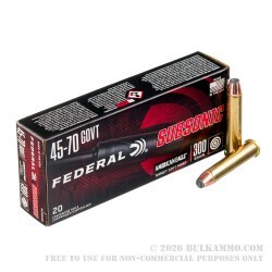 200 Rounds of .45-70 Ammo by Federal American Eagle Subsonic - 300gr Target HP