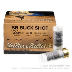 250 Rounds of 12ga Ammo by Sellier & Bellot - 1 1/8 ounce #1 Buck