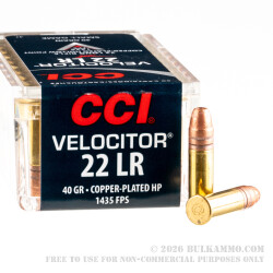 5000 Rounds of .22 LR Ammo by CCI Velocitor - 40gr CPHP 5000 Rounds of .22 LR Ammo by CCI Velocitor - 40gr CPHP
