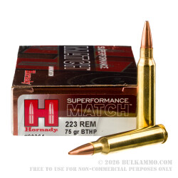 20 Rounds of .223 Ammo by Hornady - 75gr HPBT