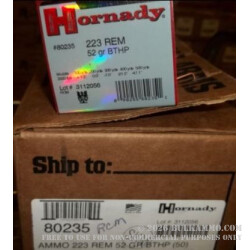 500 Rounds of .223 Ammo by Hornady - 52gr HPBT 500 Rounds of .223 Ammo by Hornady - 52gr HPBT
