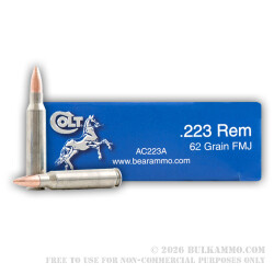 20 Rounds of .223 Ammo by Colt (Silver Bear) - 62gr FMJ