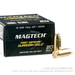 20 Rounds of .40 S&W Ammo by Magtech - 155gr JHP 20 Rounds of .40 S&W Ammo by Magtech - 155gr JHP
