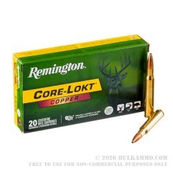 20 Rounds of 30-06 Springfield Ammo by Remington Core-Lokt Copper - 150gr SCHP