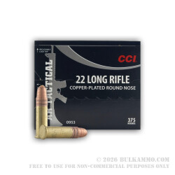 375 Rounds of .22 LR AR-Tactical Ammo by CCI - 40gr CPRN