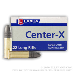 500 Rounds of .22 LR Ammo by Lapua - Center-X - 40gr LRN 