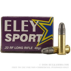 500  Rounds of .22 LR Ammo by Eley Sport - 40gr LRN