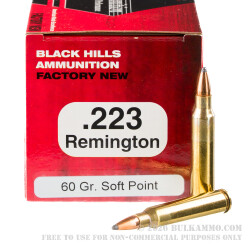 50 Rounds of .223 Ammo by Black Hills Ammunition - 60gr SP