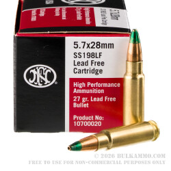 50 Rounds of 5.7x28 mm Ammo by FN Herstal - 27gr Lead Free JHP