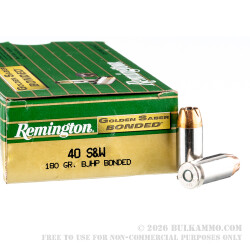 50 Rounds of .40 S&W Ammo by Remington Golden Saber Bonded - 180gr JHP 50 Rounds of .40 S&W Ammo by Remington Golden Saber Bonded - 180gr JHP