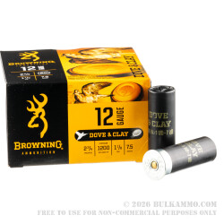 250 Rounds of 12ga Ammo by Browning - 1-1/8 Ounce #7.5 Shot 250 Rounds of 12ga Ammo by Browning - 1-1/8 Ounce #7.5 Shot