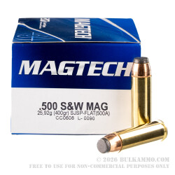 20 Rounds of .500 S&W Mag Ammo by Magtech - 400gr SJSP