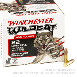 5000 Rounds of .22 LR Ammo by Winchester Wildcat - 40gr CPHP 5000 Rounds of .22 LR Ammo by Winchester Wildcat - 40gr CPHP
