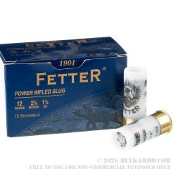 120 Rounds of 12ga Ammo by Fetter - 1 1/8 ounce rifled slug